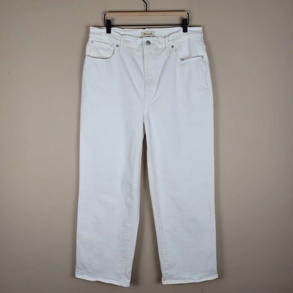 Madewell Size 33T The Tall Perfect Vintage Wide-Leg Crop Jean High Rise White - Picture 2 of 12